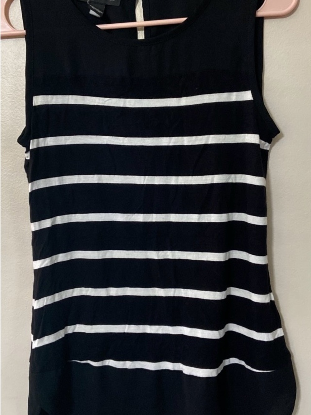 INC International Concepts Black and White Striped Sleeveless Tank